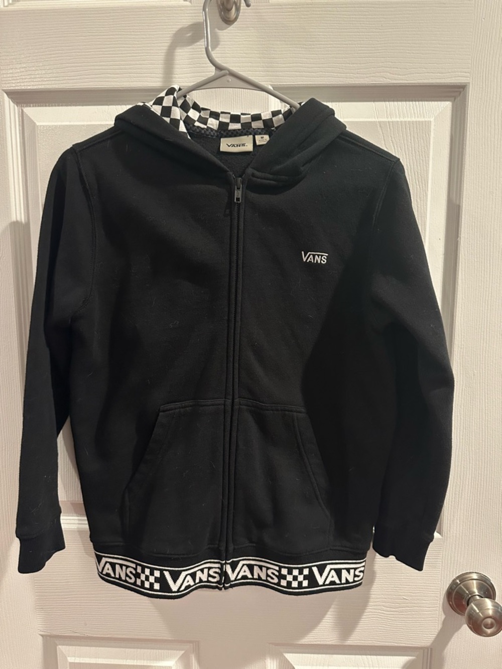 Vans Black & White Checker Hooded Zip Sweatshirt
